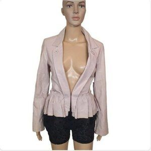 Alannah Hill leather jacket coat  pink smocked pleated peplum